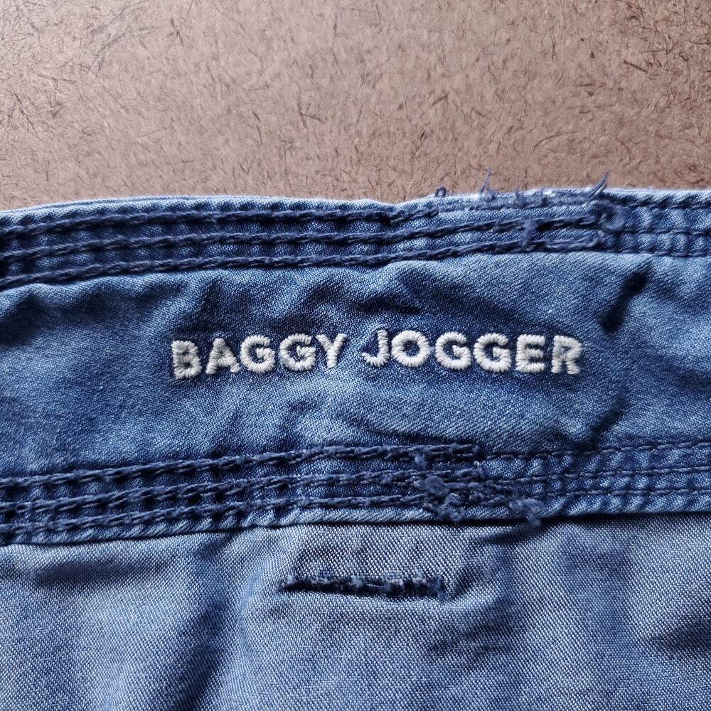 American Eagle Baggy Jogger Cargo Pants Women 10 Blue Stretch Cinch Hem Utility - Picture 7 of 9